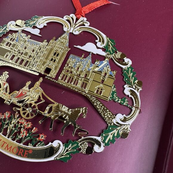 Biltmore Estate 3D Christmas Ornament House Carriage Cutout Gold Finish 2006 - Picture 10 of 16